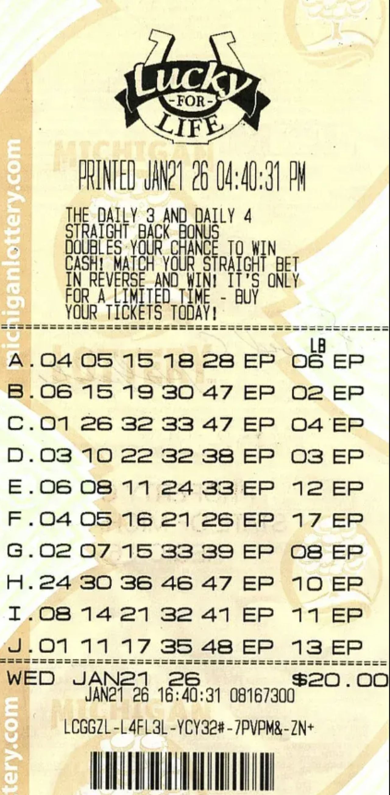 Michigan Man Wins $390K After Lucky For Life Jackpot in January