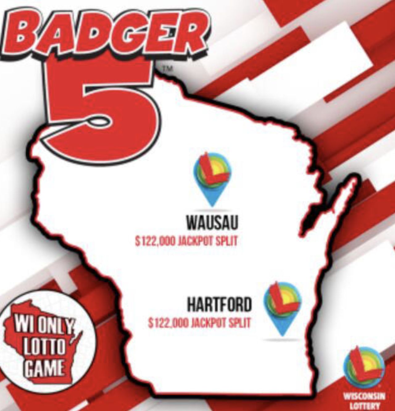 Two Wisconsin Players Split $122K Badger 5 Jackpot in Tuesday, July Drawing